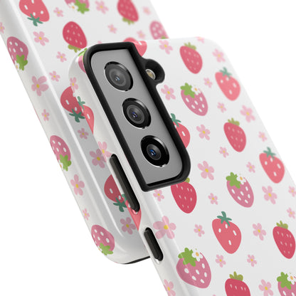 Strawberries and Daisies Tough Phone Case for iPhone and Samsung Galaxy