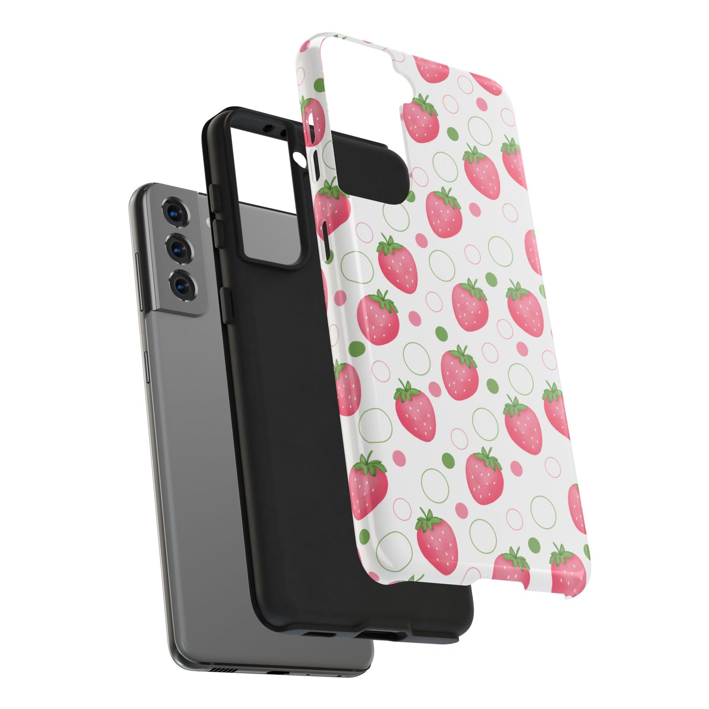 Pink Strawberry Bubbles Tough Phone Case for iPhone and Samsung Galaxy