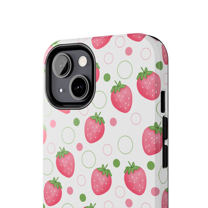 Pink Strawberry Bubbles Tough Phone Case for iPhone and Samsung Galaxy