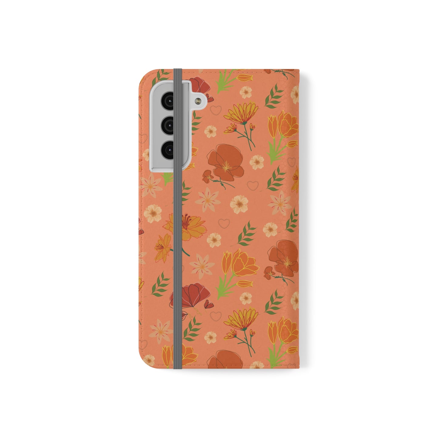 Coral Peach Meadow Flip Phone Case Cover with Pockets - Phone Case - Kristine Celestine