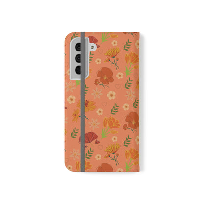 Coral Peach Meadow Flip Phone Case Cover with Pockets - Phone Case - Kristine Celestine