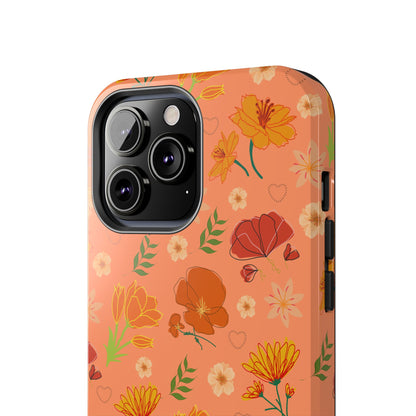 Coque de téléphone résistante Coral Peach Meadow pour iPhone et Samsung Galaxy