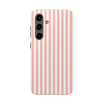 Coral Pink Stripes Tough Phone Case for iPhone and Samsung Galaxy