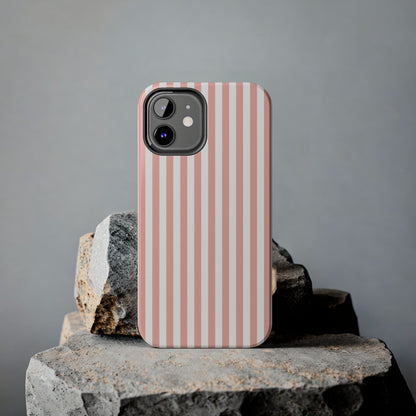 Coral Pink Stripes Tough Phone Case for iPhone and Samsung Galaxy