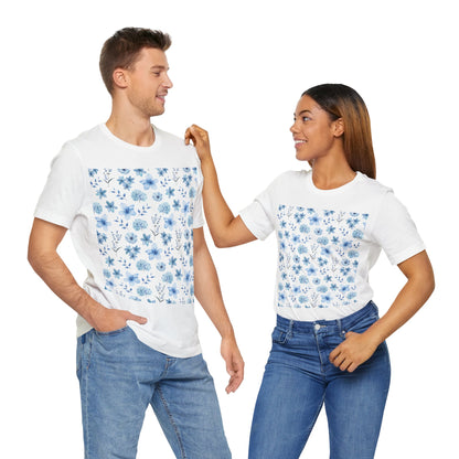 Snowy Blue Flowers T-Shirt