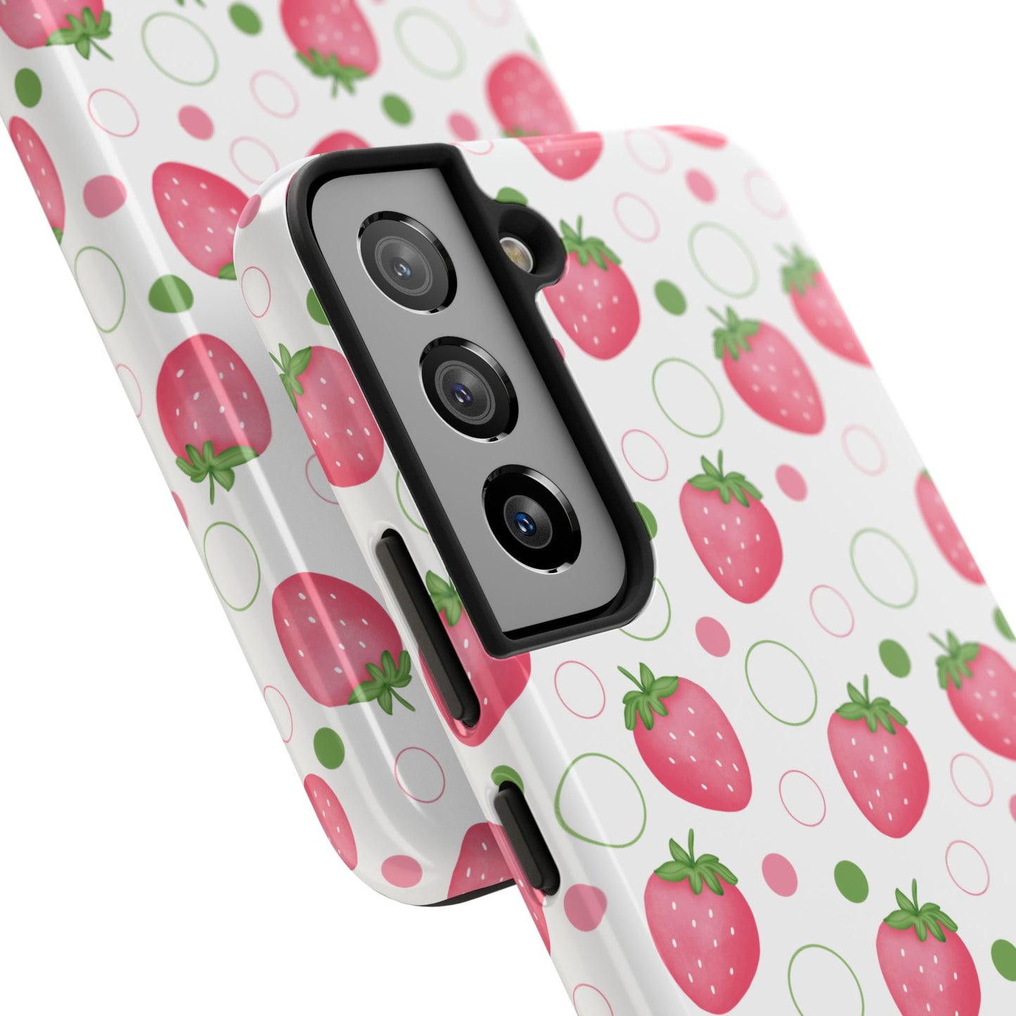 Pink Strawberry Bubbles Tough Phone Case for iPhone and Samsung Galaxy