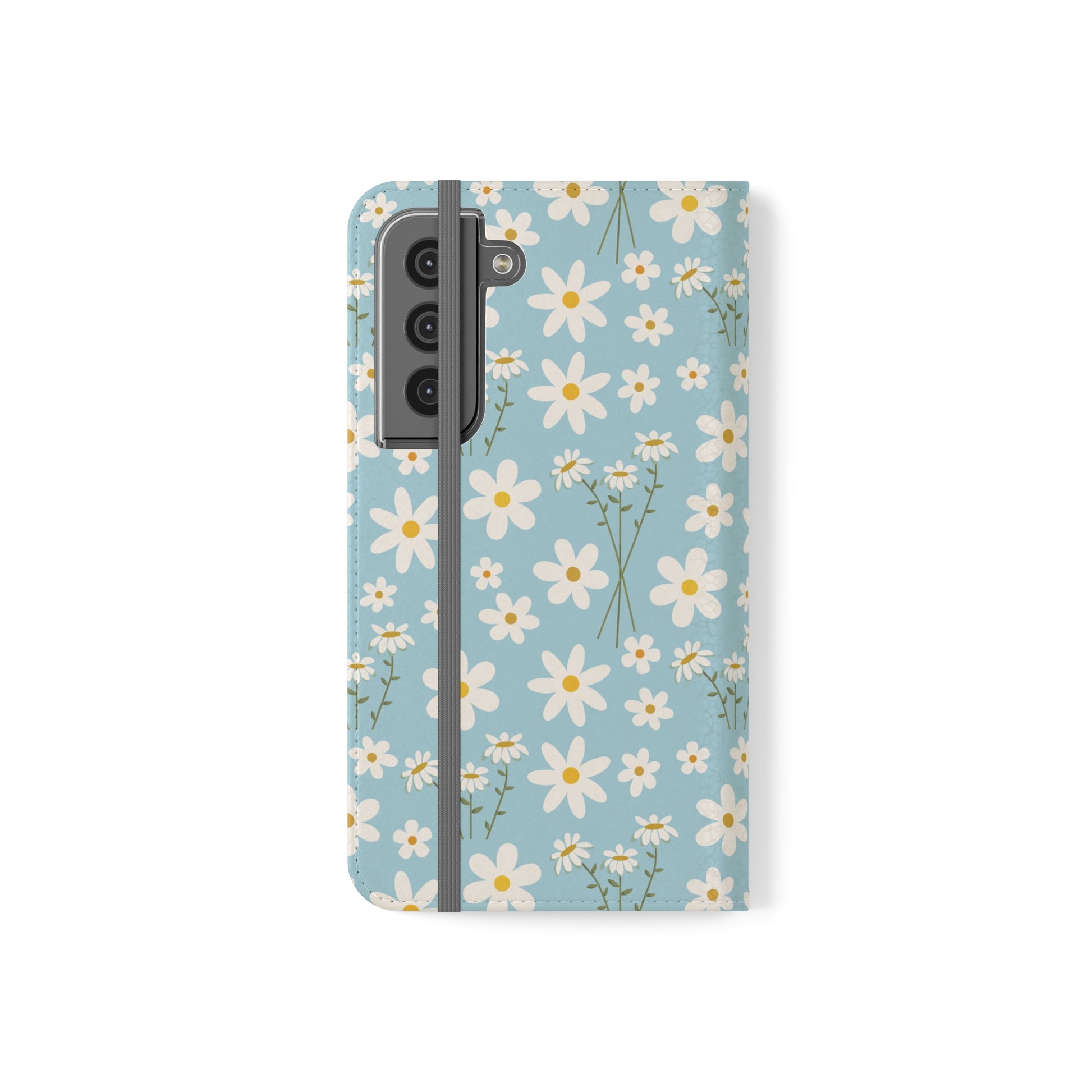 Sky Blue Daisy Flip Phone Case Cover with Pockets - Phone Case - Kristine Celestine