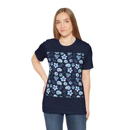 Snowy Blue Flowers T-Shirt