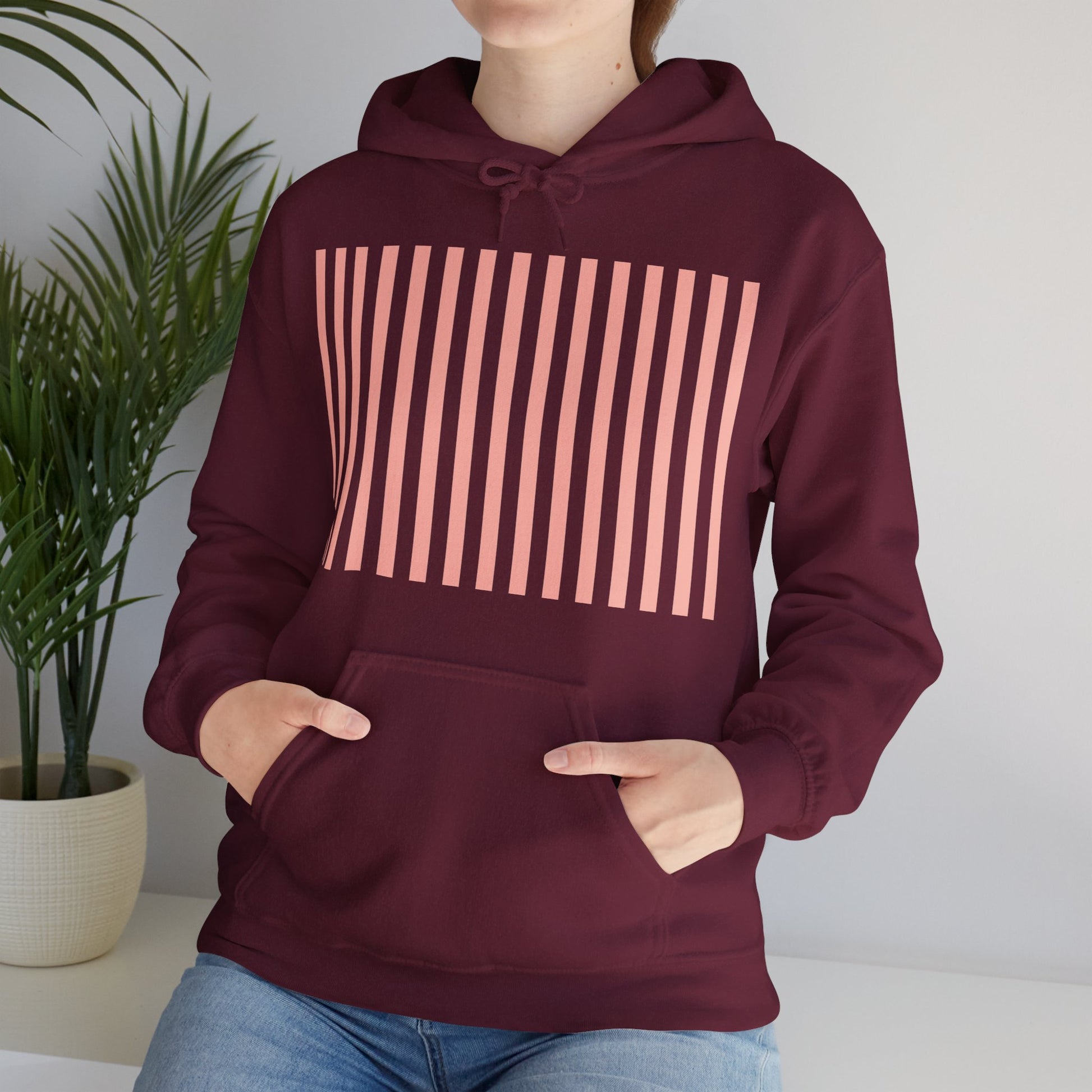 Coral Pink Stripes Hoodie - Hoodie - Kristine Celestine