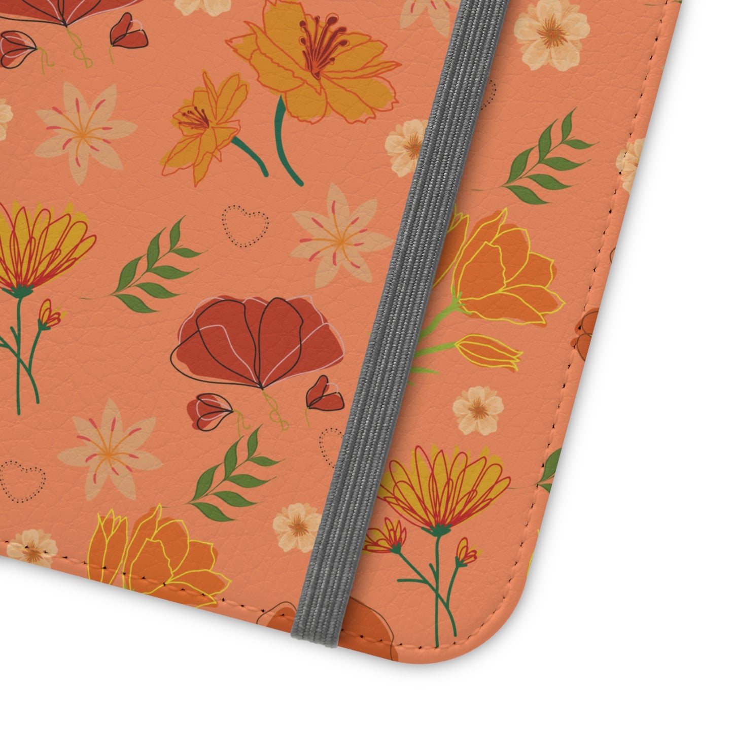 Coral Peach Meadow Flip Phone Case Cover with Pockets - Phone Case - Kristine Celestine