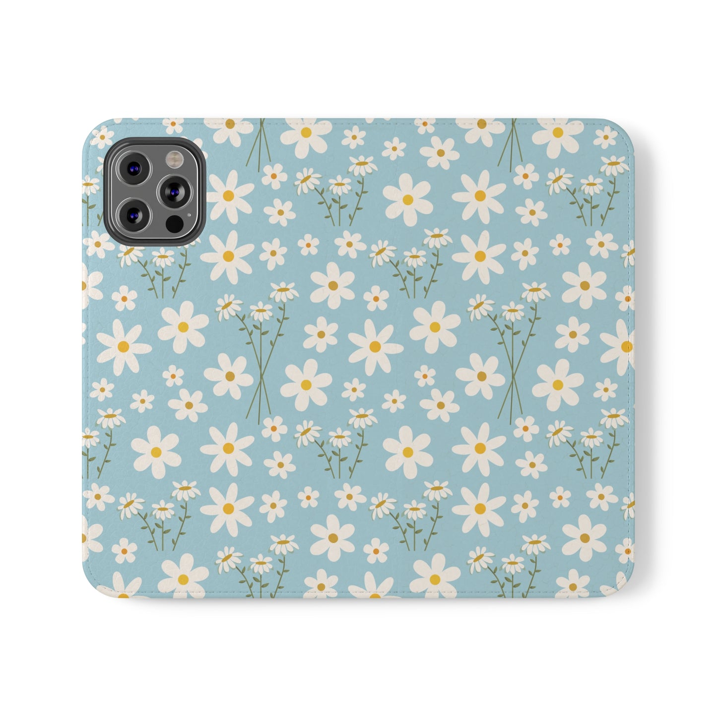 Sky Blue Daisy Flip Phone Case Cover with Pockets - Phone Case - Kristine Celestine