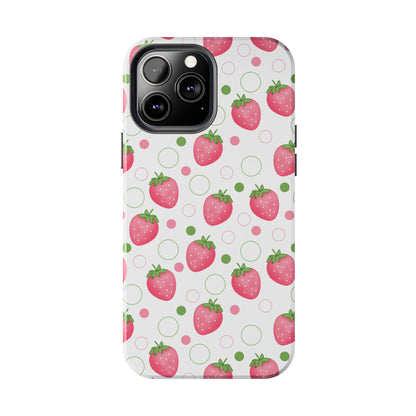 Pink Strawberry Bubbles Tough Phone Case for iPhone and Samsung Galaxy