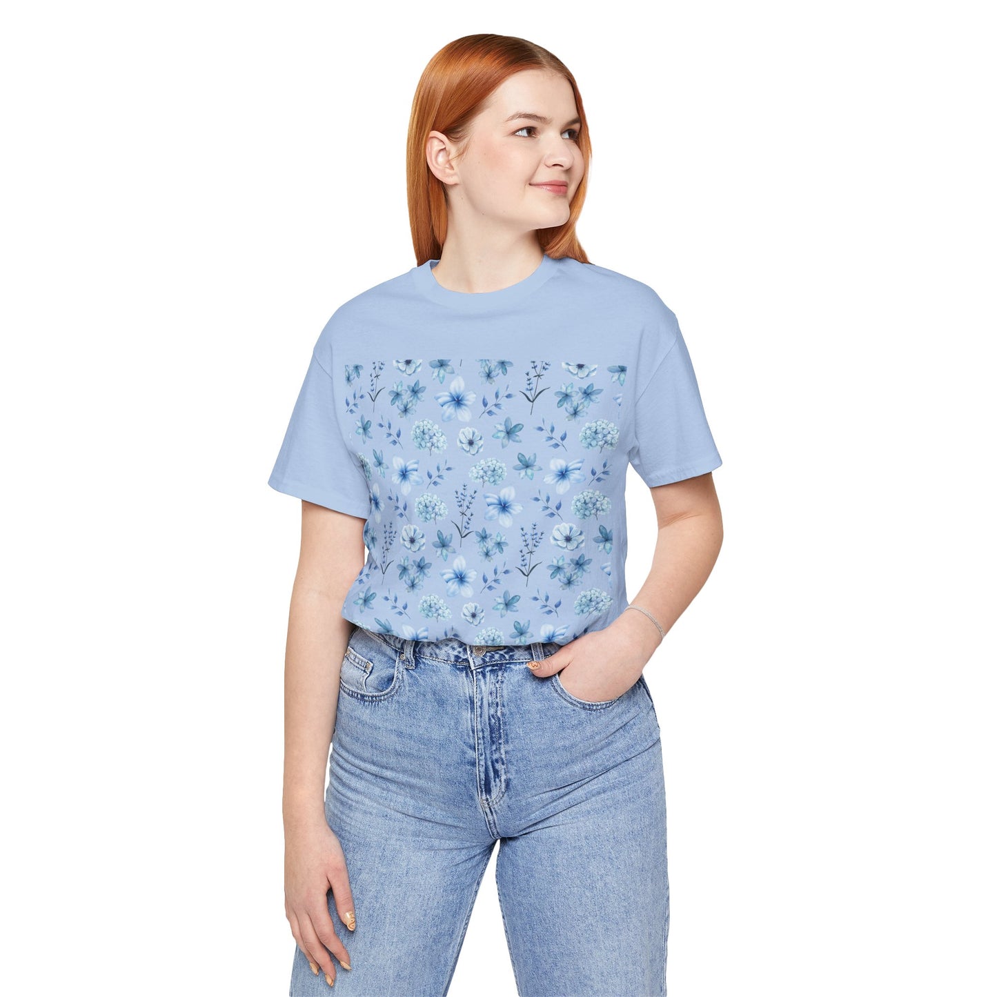 Snowy Blue Flowers Unisex Shirt - T - Shirt - Printify - Kristine Celestine