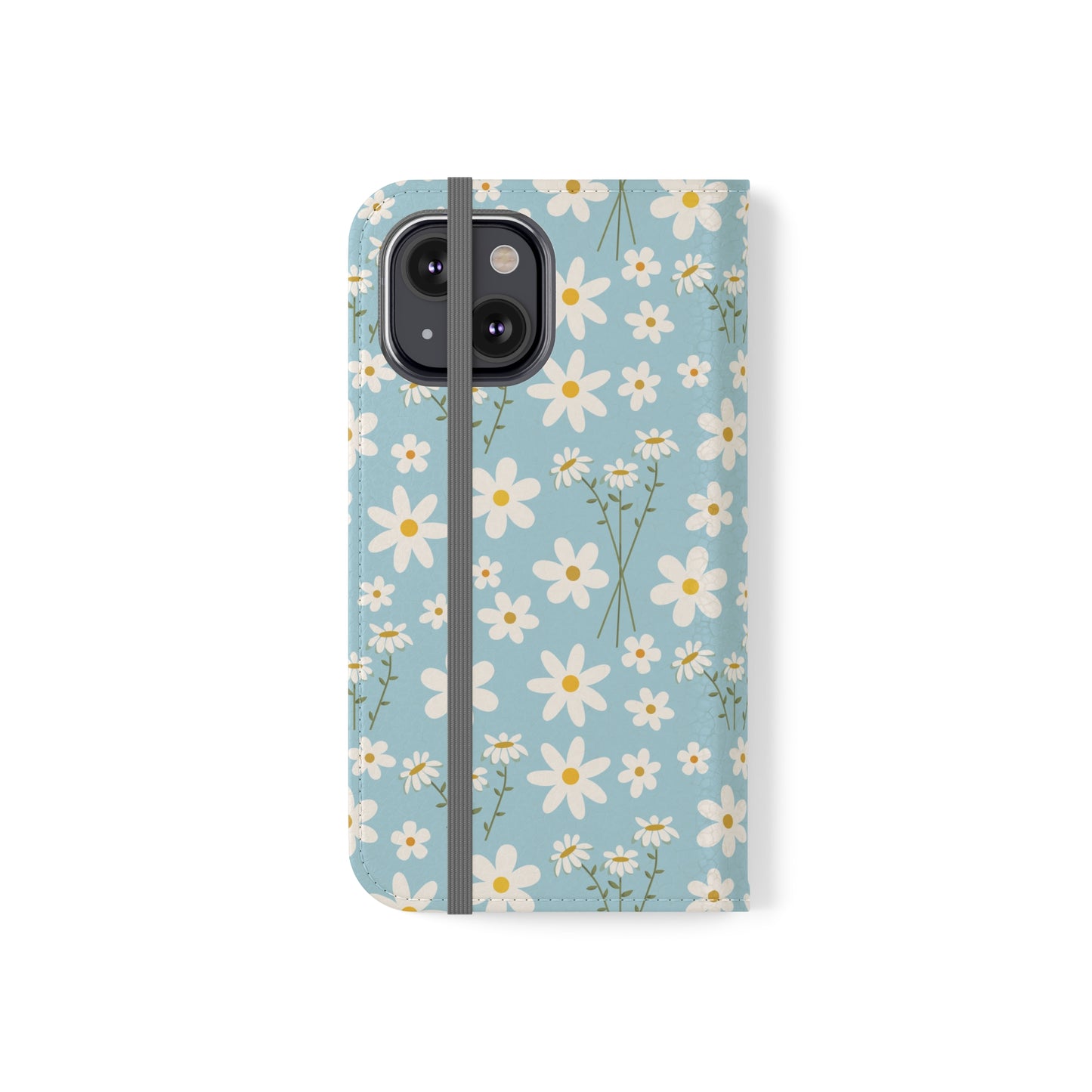 Sky Blue Daisy Flip Phone Case Cover with Pockets - Phone Case - Kristine Celestine