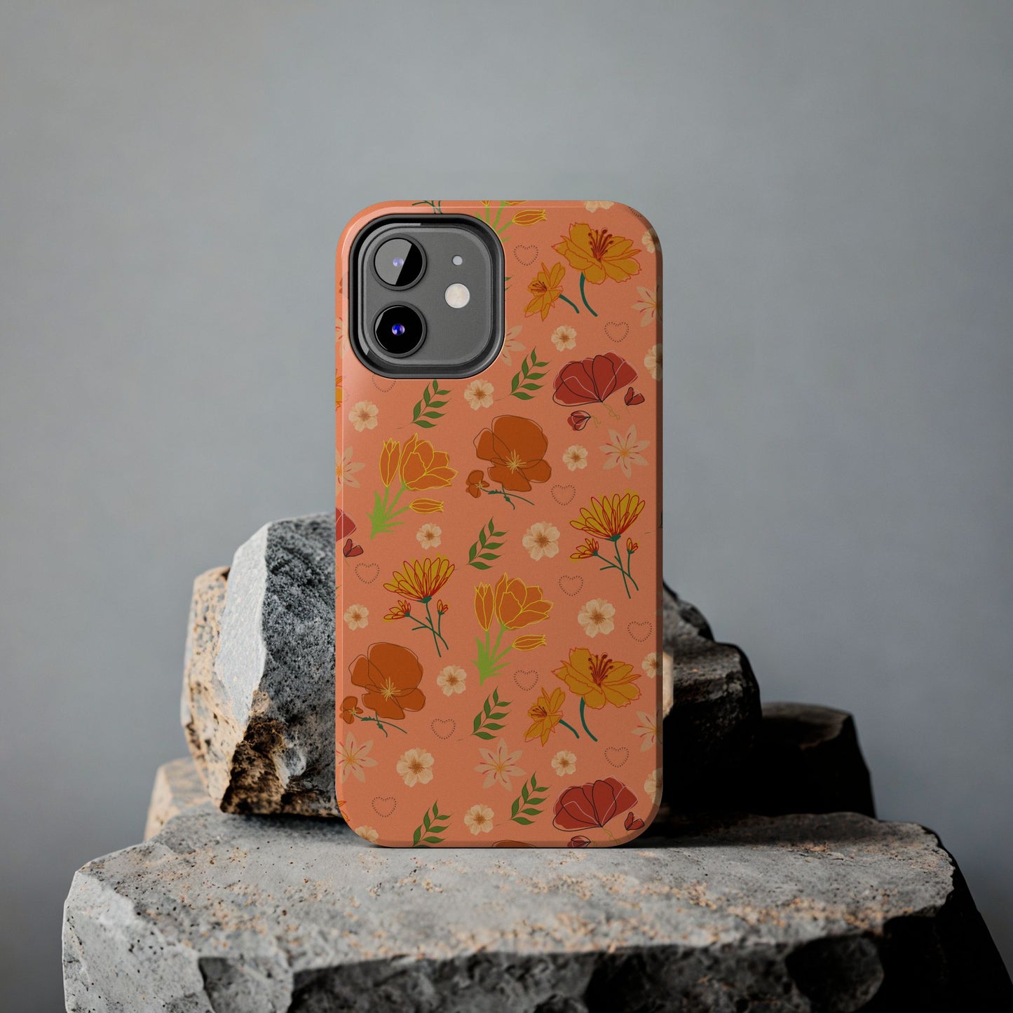 Coque de téléphone résistante Coral Peach Meadow pour iPhone et Samsung Galaxy