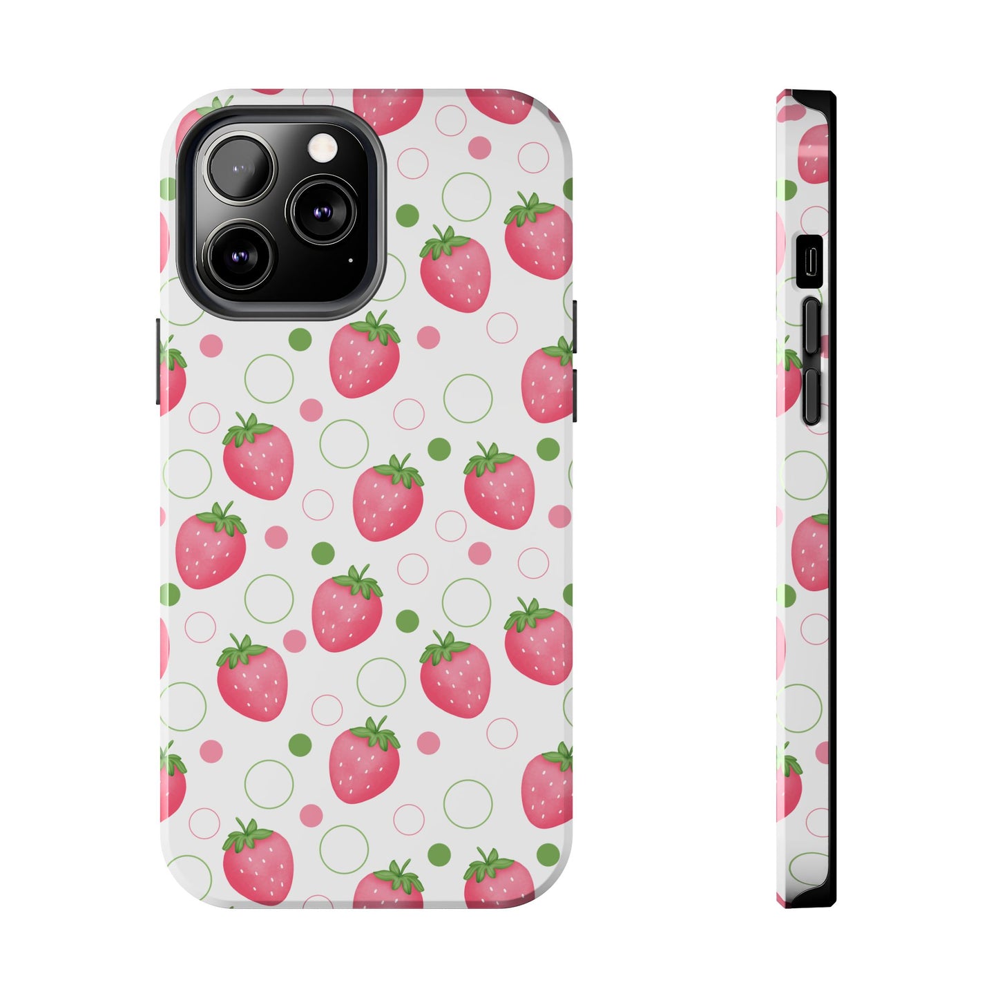 Pink Strawberry Bubbles Tough Phone Case for iPhone and Samsung Galaxy