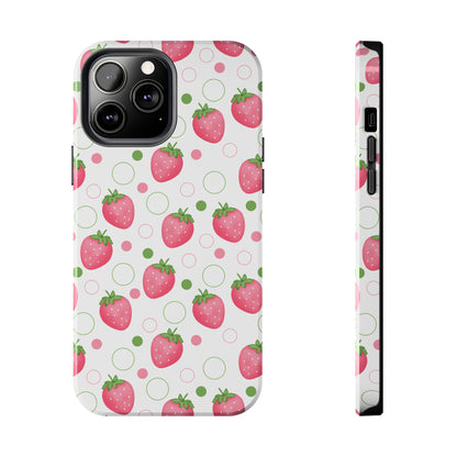 Pink Strawberry Bubbles Tough Phone Case for iPhone and Samsung Galaxy