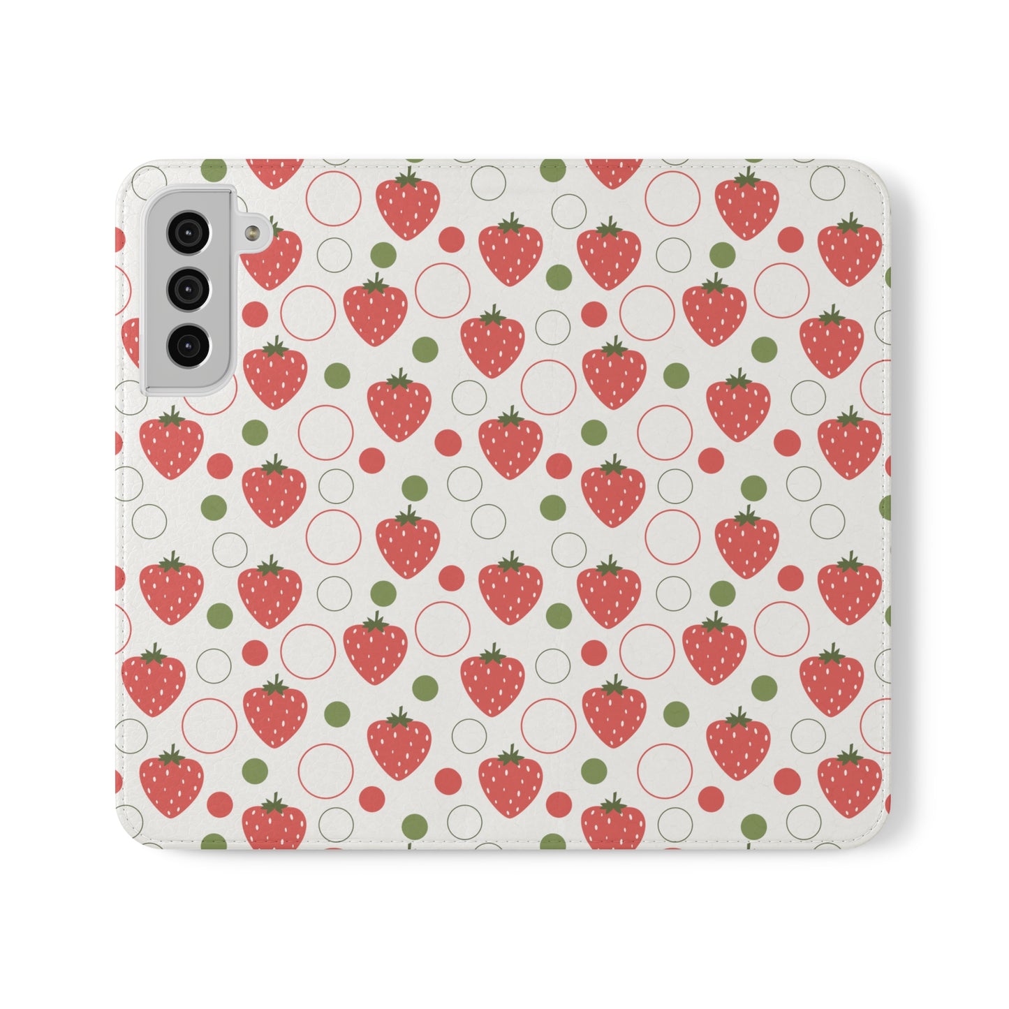 Red Strawberry Bubbles Flip Phone Case Cover with Pockets - Phone Case - Kristine Celestine