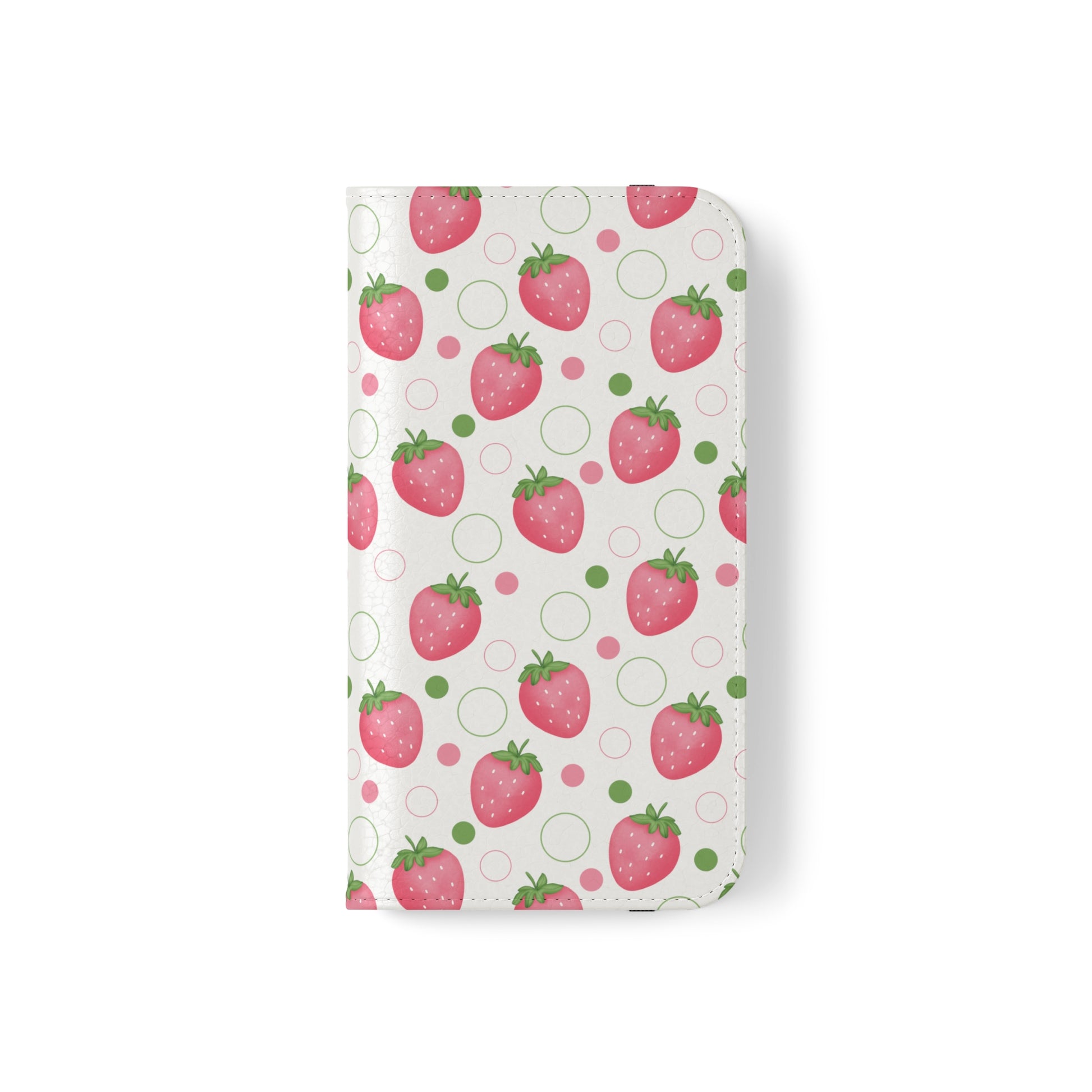 Pink Strawberry Bubbles Flip Phone Case Cover with Pockets - Phone Case - Kristine Celestine