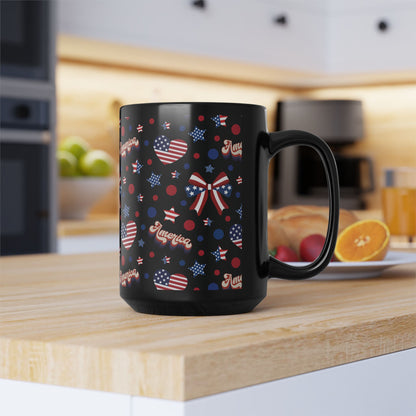 America's Sweetheart and Bows Black Mug Cool Summer Coffee Mug Tea Cup Spring Ceramic Mug