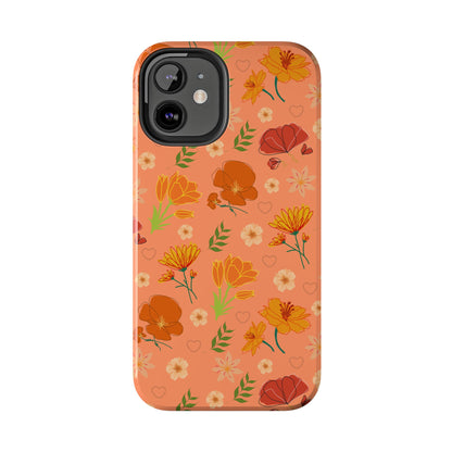 Coque de téléphone résistante Coral Peach Meadow pour iPhone et Samsung Galaxy