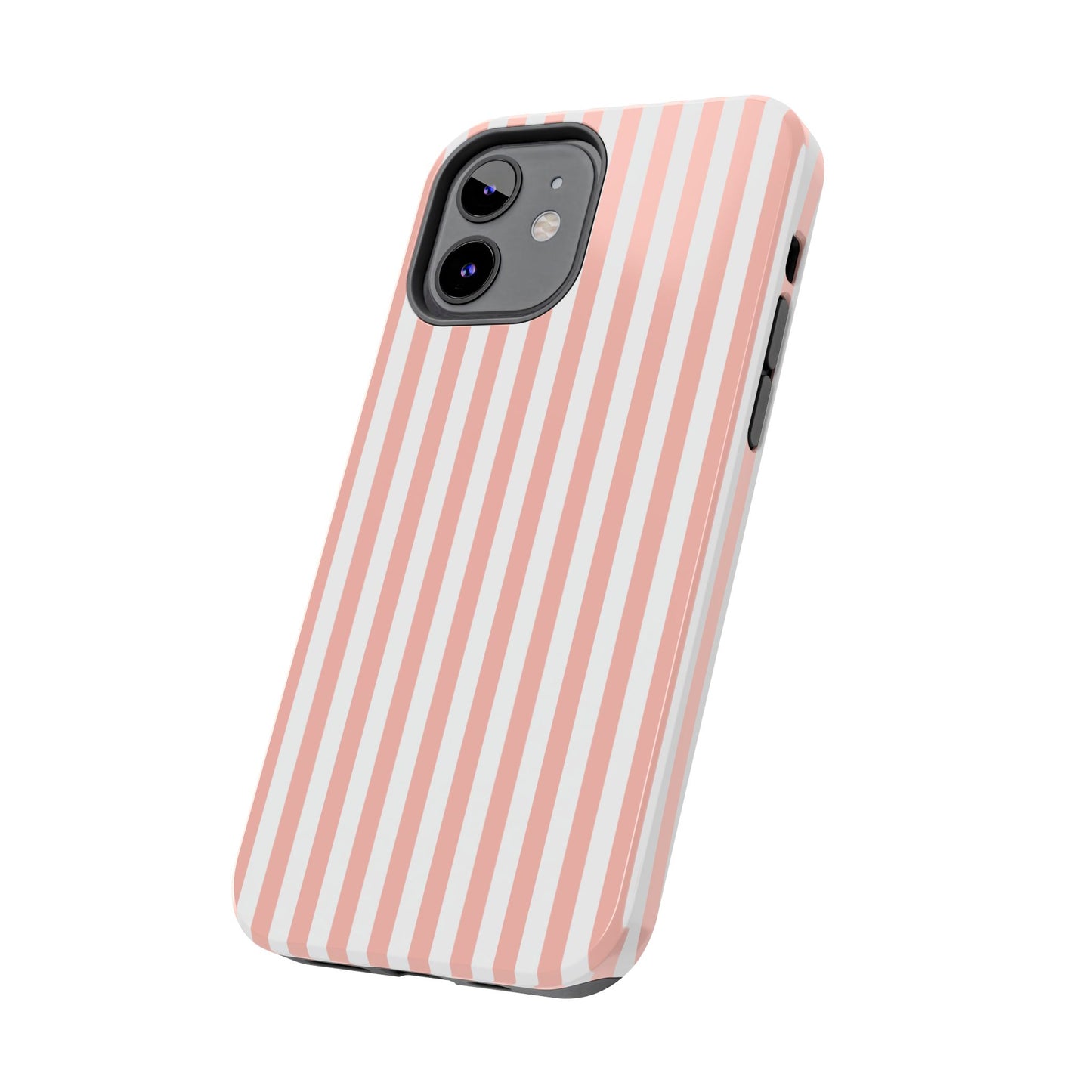 Coral Pink Stripes Tough Phone Case for iPhone and Samsung Galaxy