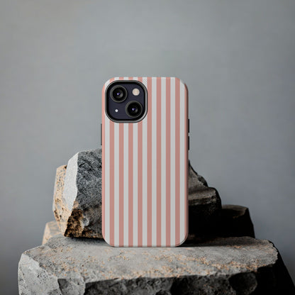 Coral Pink Stripes Tough Phone Case for iPhone and Samsung Galaxy