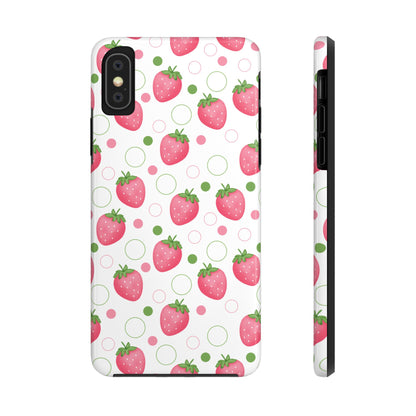 Pink Strawberry Bubbles Tough Phone Case for iPhone and Samsung Galaxy