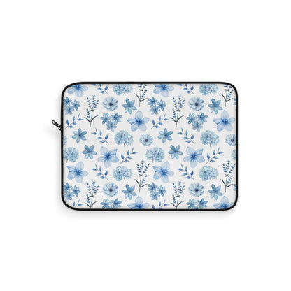 Snowy Blue Flowers Laptop Sleeve Cute Blue Floral Laptop Pouch Winter Laptop Bag Laptop Case Spring Flowers Laptop Protector Cute Tablet Sleeve Pretty Tablet Case Adorable Tablet Pouch