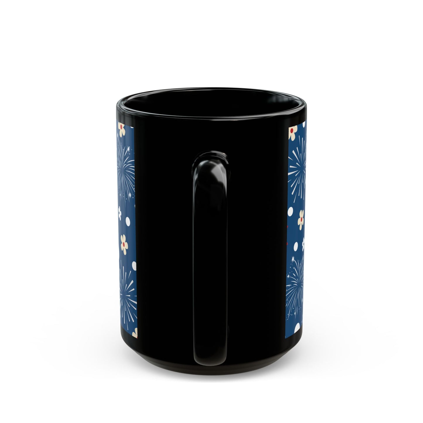 USA Daisy Fireworks Black Mug Cool Summer Coffee Mug Tea Cup Spring Ceramic Mug