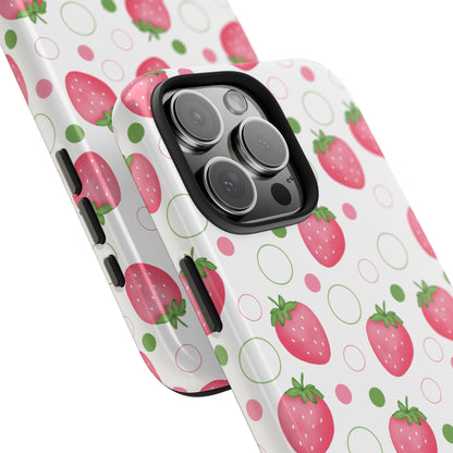 Pink Strawberry Bubbles Tough Phone Case for iPhone and Samsung Galaxy