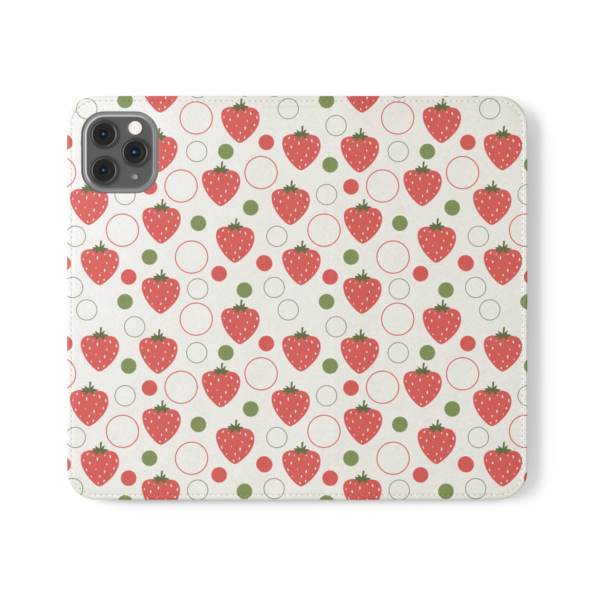 Red Strawberry Bubbles Flip Phone Case Cover with Pockets - Phone Case - Printify - Kristine Celestine