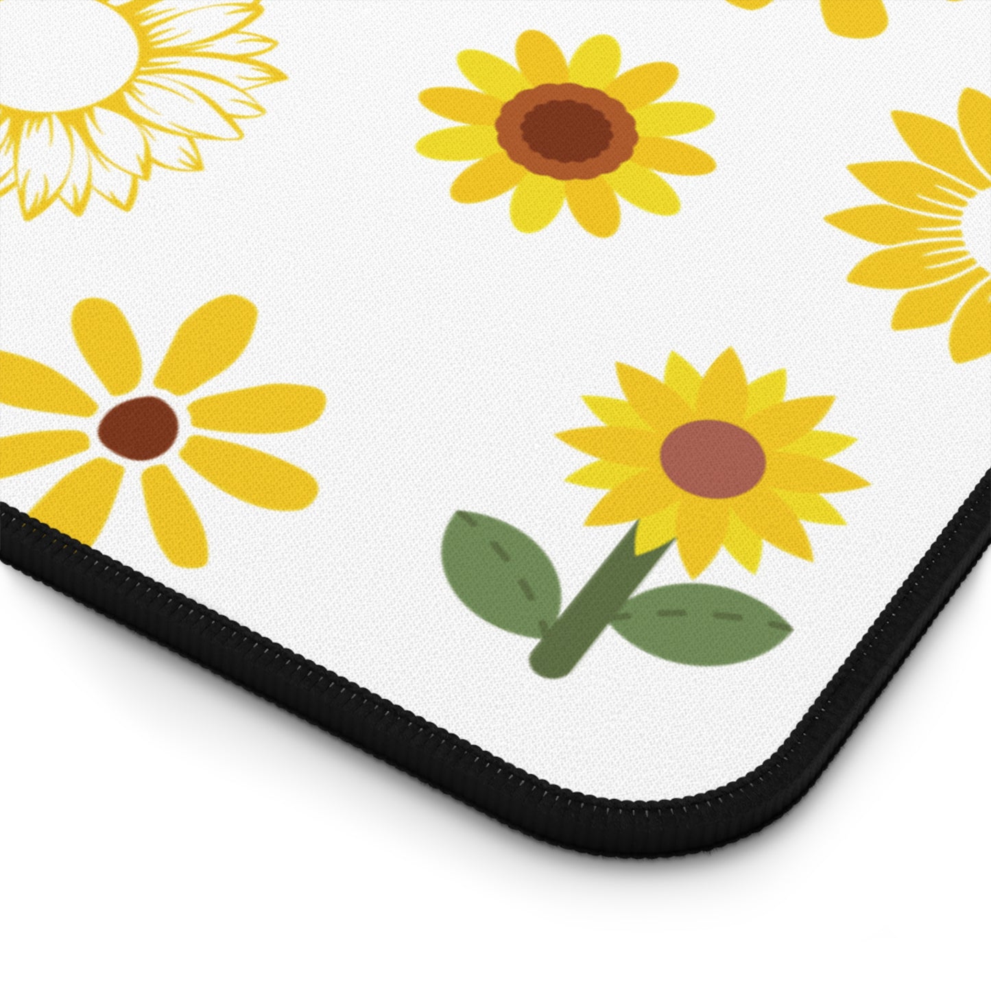 Sunflower Burst Desk Mat Summer Flower Computer Mat Yellow Floral Office Mat