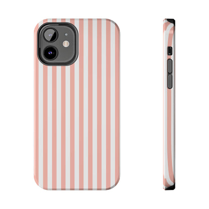 Coral Pink Stripes Tough Phone Case for iPhone and Samsung Galaxy