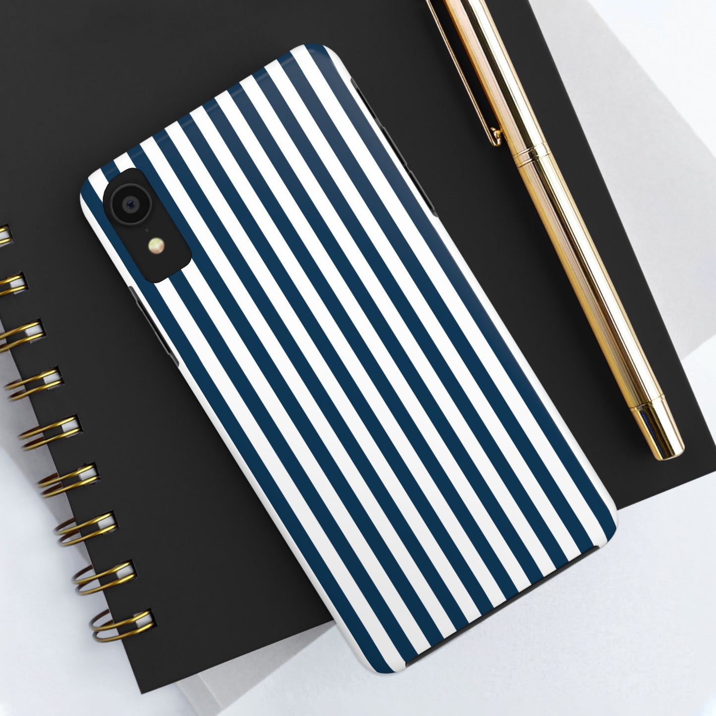 Navy Blue Stripes Tough Phone Case for iPhone and Samsung Galaxy