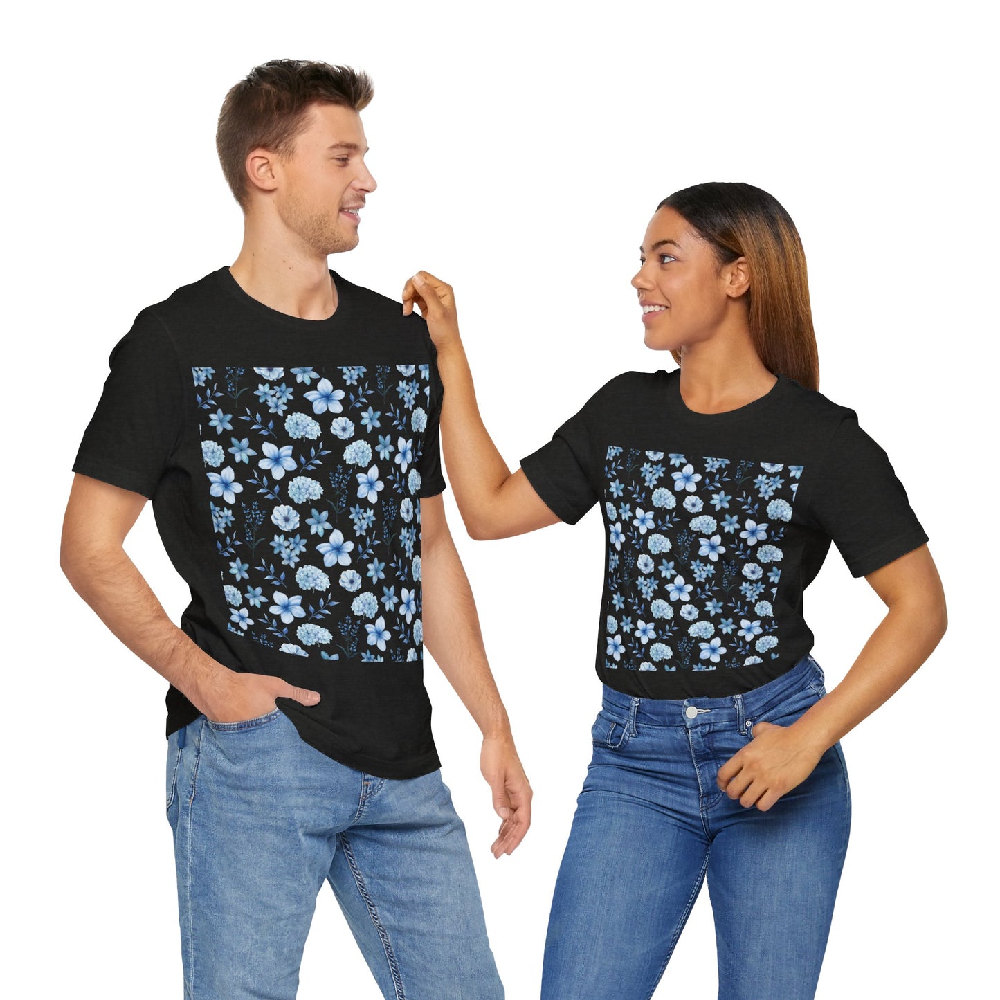 Snowy Blue Flowers T-Shirt