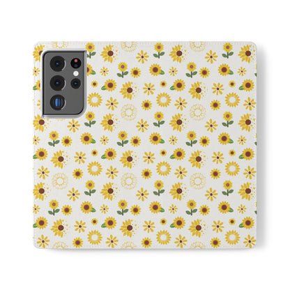 Sunflower Burst Flip Phone Case Cover with Pockets - Phone Case - Kristine Celestine