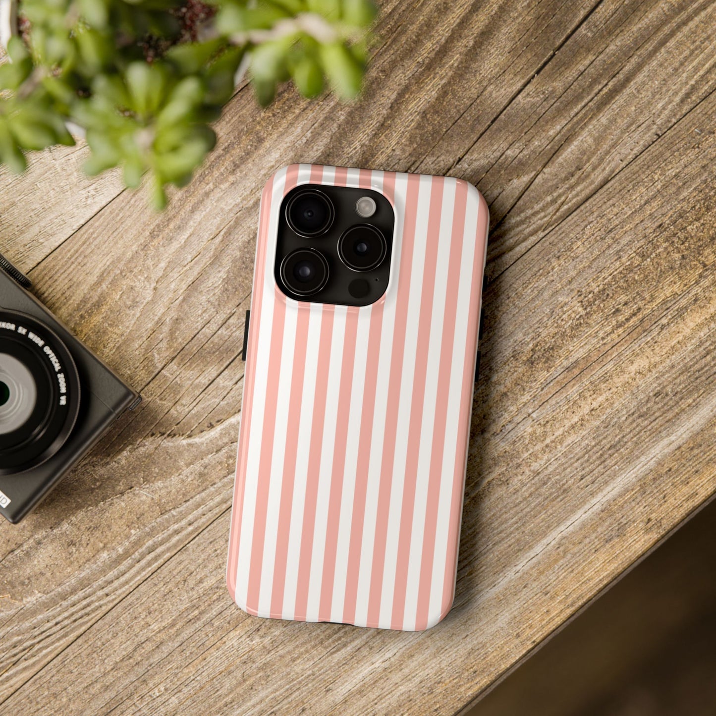 Coral Pink Stripes Tough Phone Case for iPhone and Samsung Galaxy