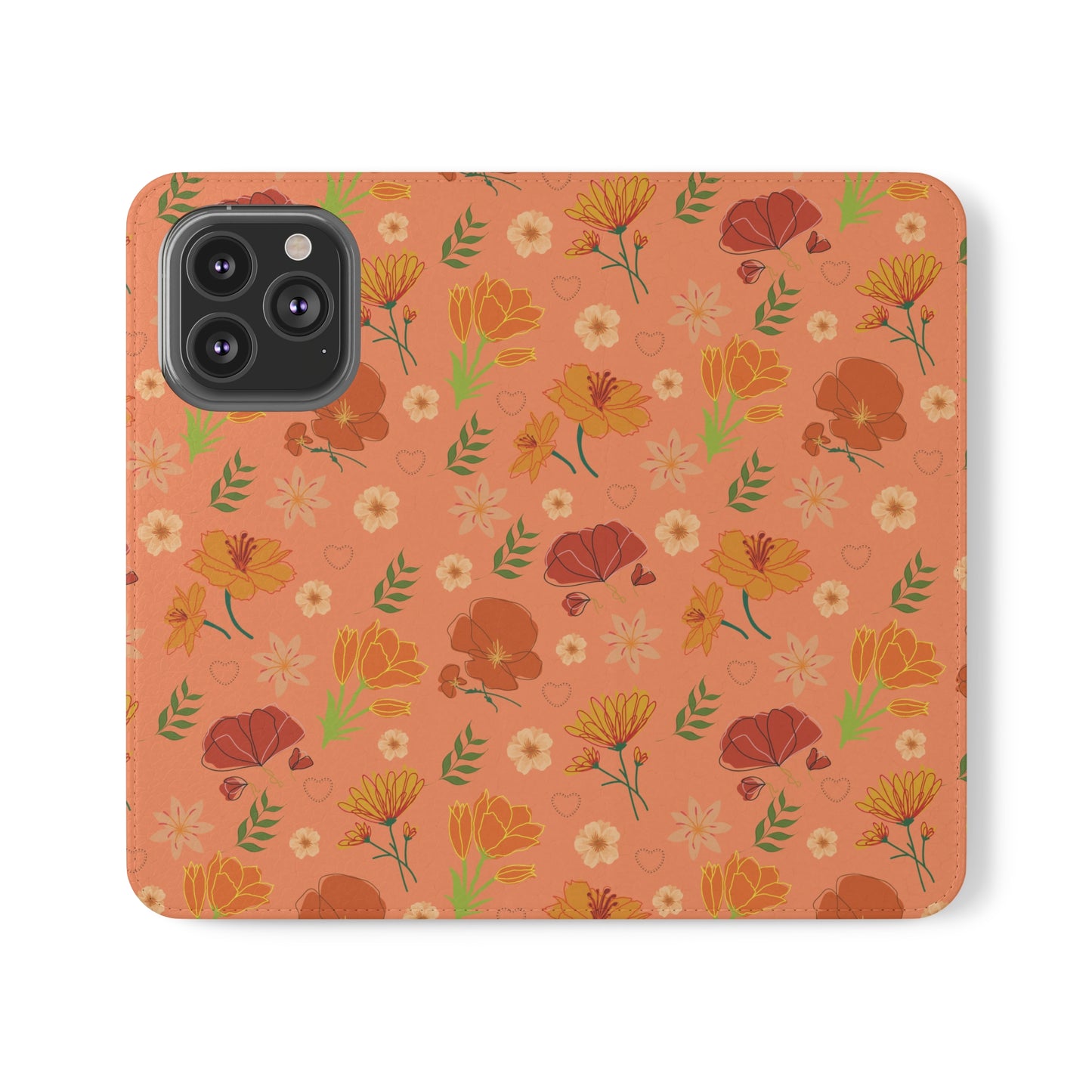 Coral Peach Meadow Flip Phone Case Cover with Pockets - Phone Case - Kristine Celestine