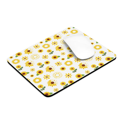 Sunflower Burst Mousepad Yellow Flower Spring Desk Mat Summer Floral Office Mat