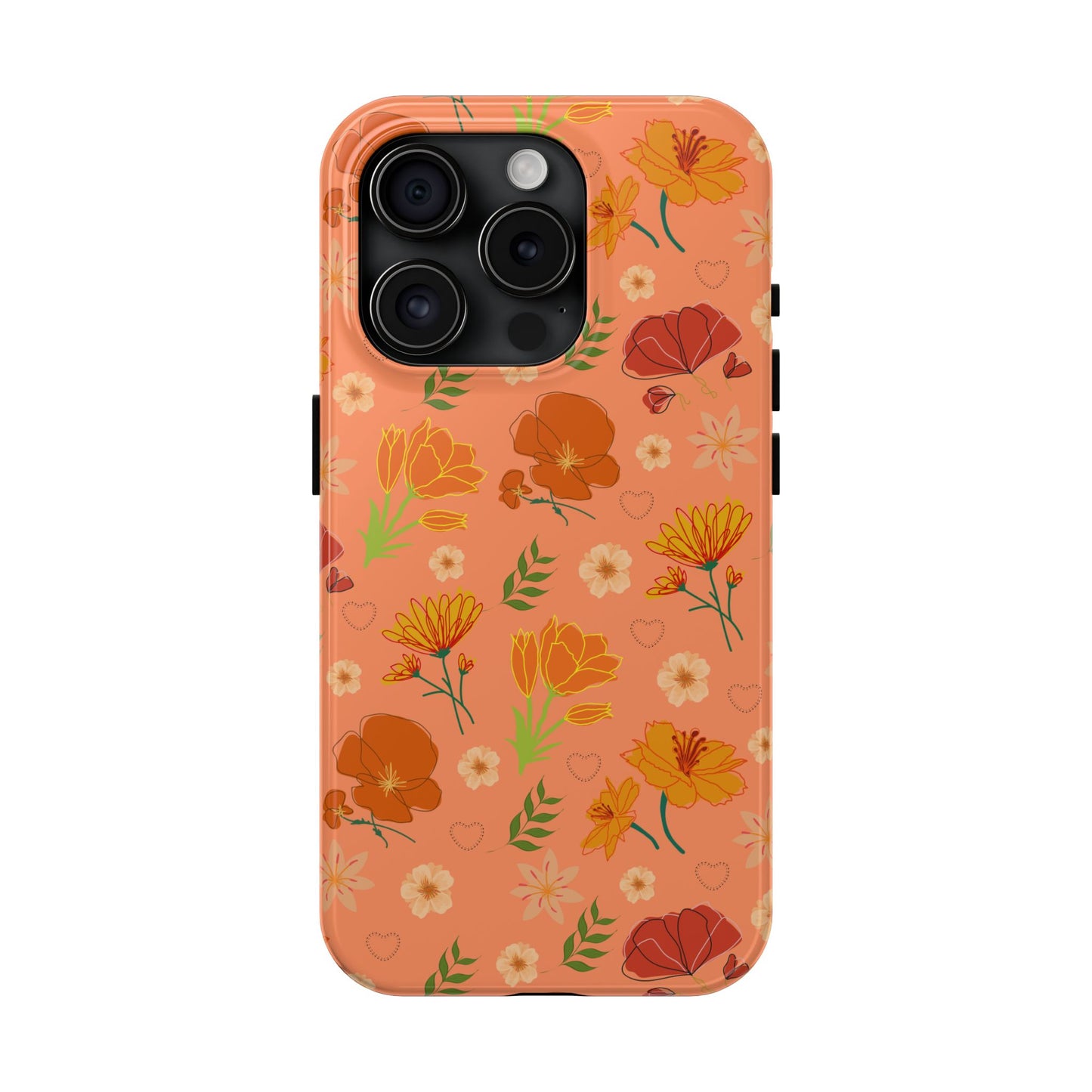 Coque de téléphone résistante Coral Peach Meadow pour iPhone et Samsung Galaxy