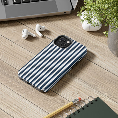 Navy Blue Stripes Tough Phone Case for iPhone and Samsung Galaxy