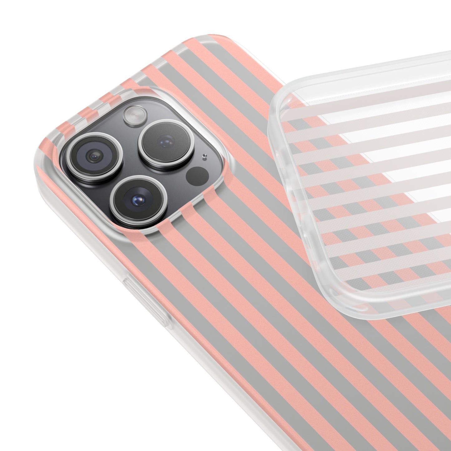 Coral Pink Stripes Flexible Phone Case iPhone Case Samsung Galaxy - Phone Case - Kristine Celestine