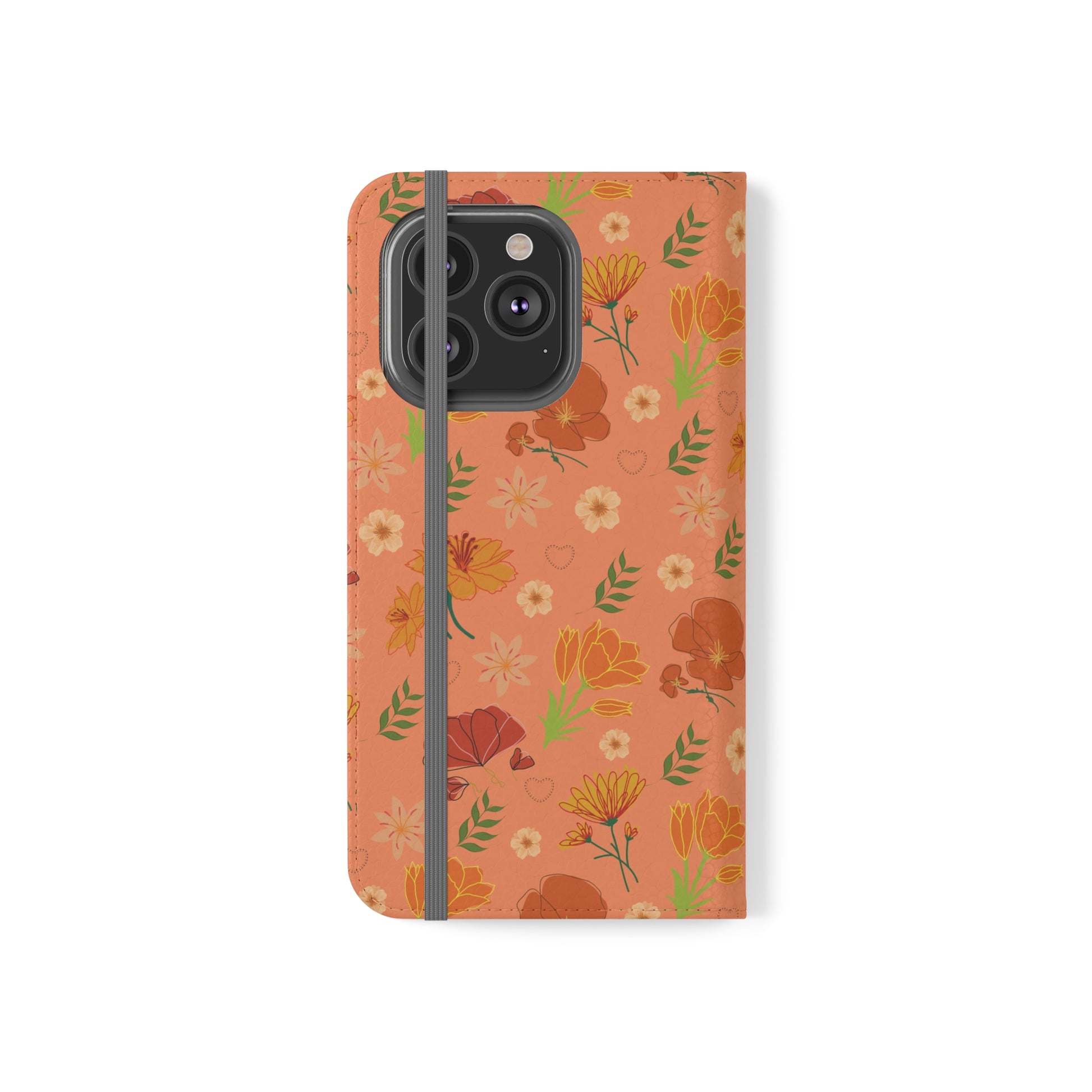 Coral Peach Meadow Flip Phone Case Cover with Pockets - Phone Case - Kristine Celestine