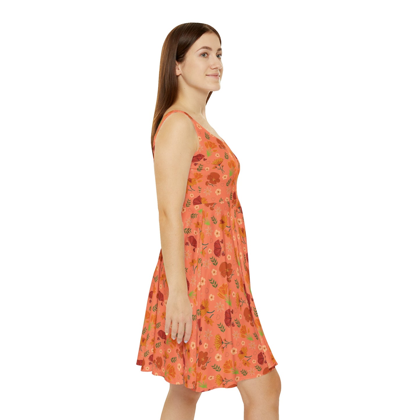 Coral Peach Meadow Women's Skater Dress - Dress - Kristine Celestine