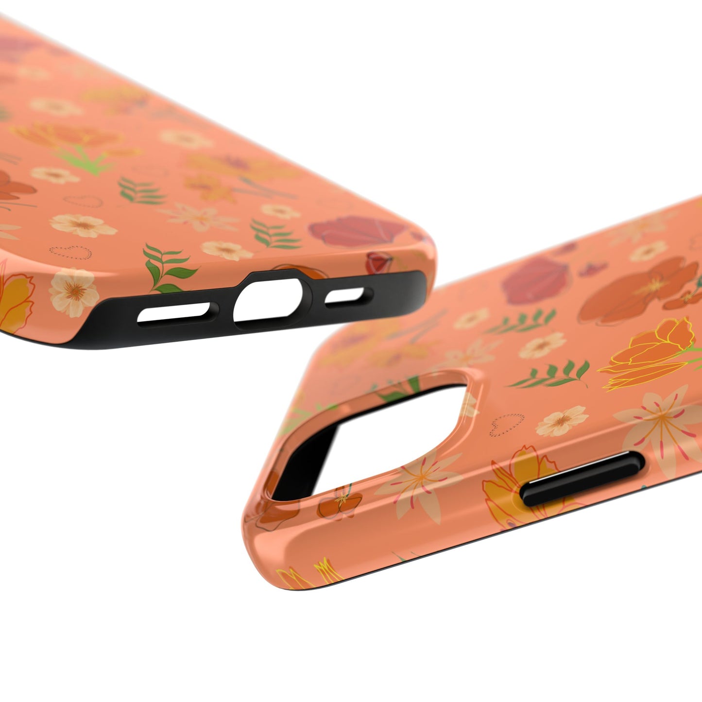 Coque de téléphone résistante Coral Peach Meadow pour iPhone et Samsung Galaxy