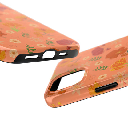 Coque de téléphone résistante Coral Peach Meadow pour iPhone et Samsung Galaxy