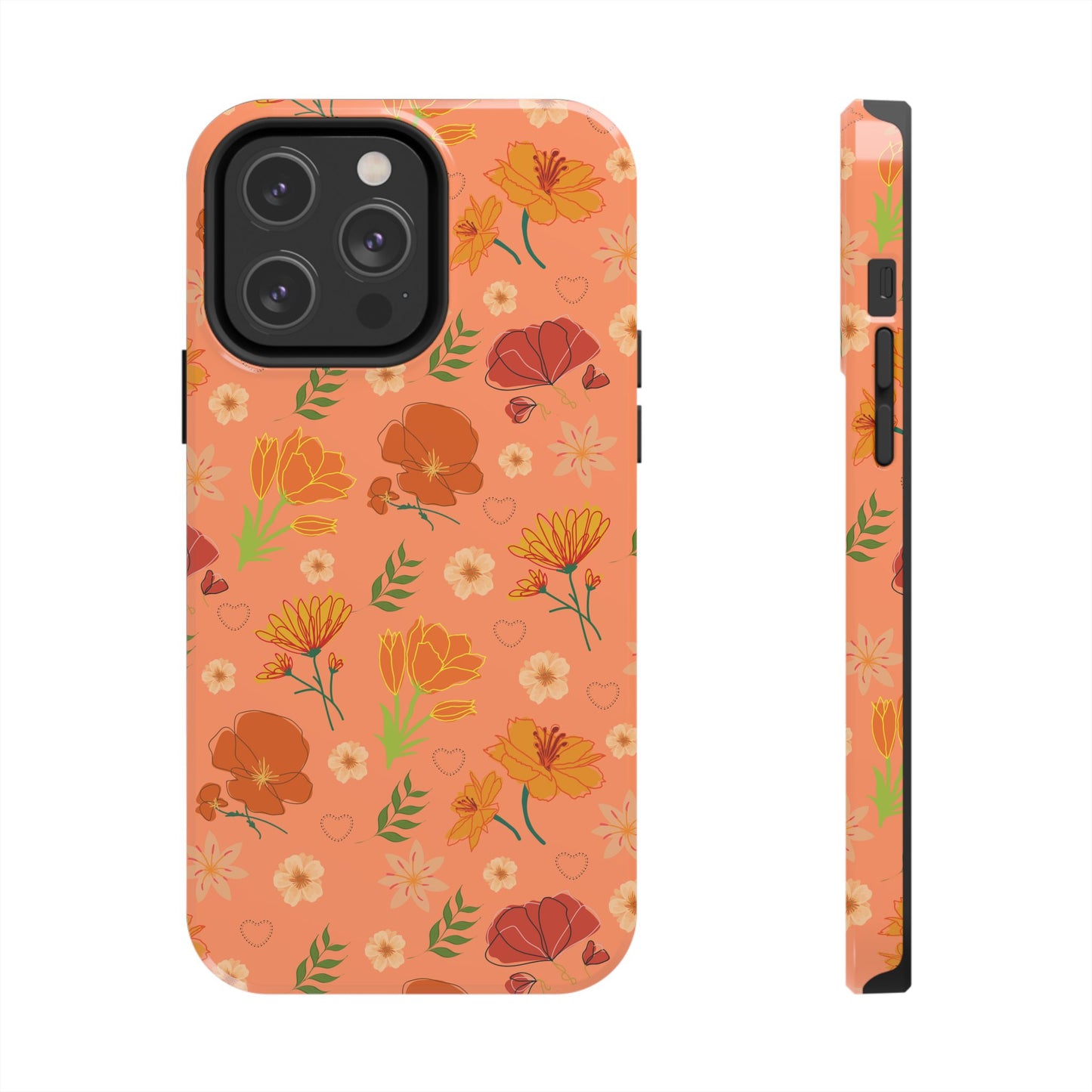 Coque de téléphone résistante Coral Peach Meadow pour iPhone et Samsung Galaxy