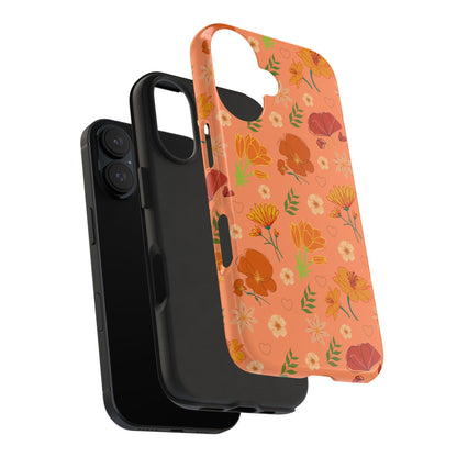 Coque de téléphone résistante Coral Peach Meadow pour iPhone et Samsung Galaxy