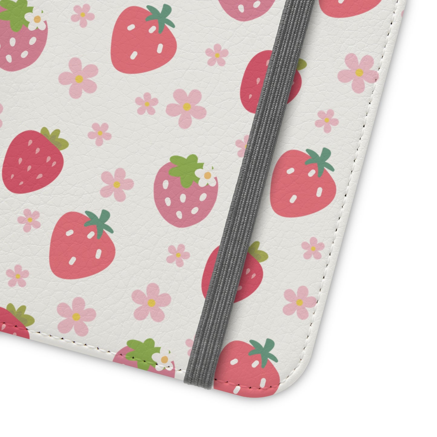 Strawberries and Daisies Flip Phone Case Cover with Pockets - Phone Case - Kristine Celestine